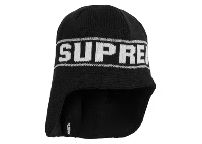 Pre-owned Supreme Earflap Beanie In Black