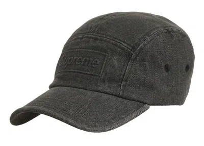Pre-owned Supreme Embossed Denim Camp Cap In Black