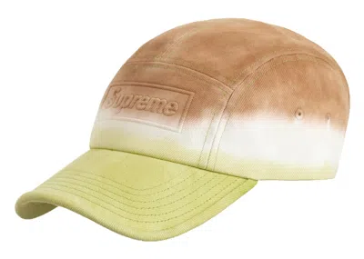 Pre-owned Supreme Embossed Denim Camp Cap In Brown Dip Dye