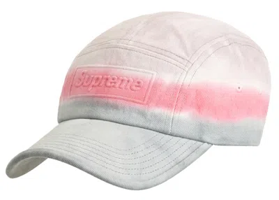 Pre-owned Supreme Embossed Denim Camp Cap In Pink Dip Dye