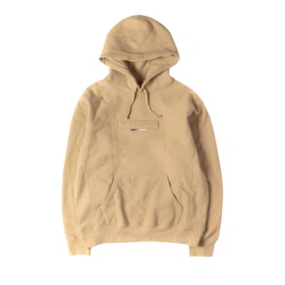 Pre-owned Supreme Embossed Logo Hooded Sweatshirt 'light Brown' | Men's Size M