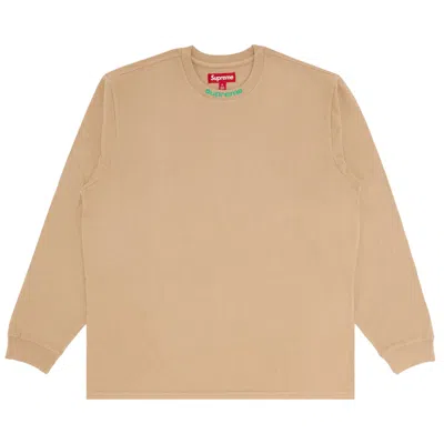 Pre-owned Supreme Embroidered Collar Long-sleeve Top 'tan'