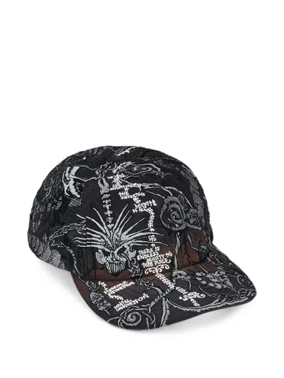 Supreme Embroidered Mesh-back Cap In Black
