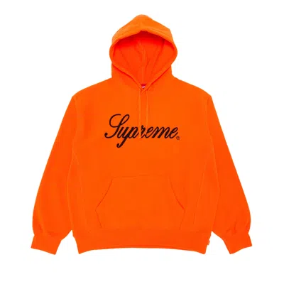 Pre-owned Supreme Embroidered Script Hooded Sweatshirt 'bright Orange'
