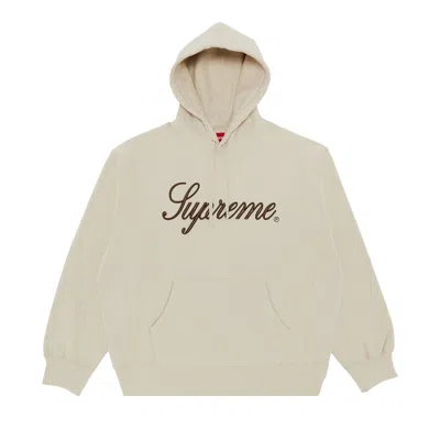 Pre-owned Supreme Embroidered Script Hooded Sweatshirt 'stone' | White | Men's Size Xl