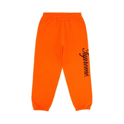 Pre-owned Supreme Embroidered Script Sweatpant 'bright Orange'