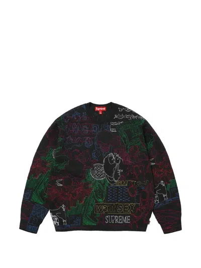 Supreme Embroidered Sweater In Black