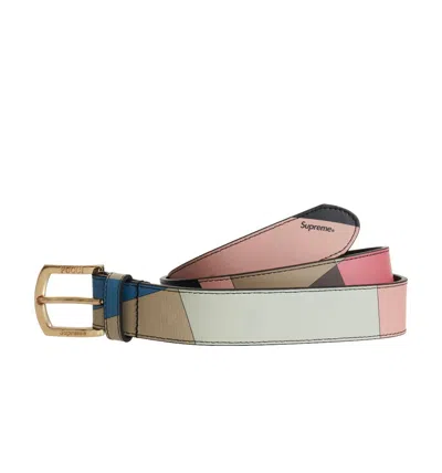 Pre-owned Supreme Emilio Pucci Belt In Blue Pink Grey
