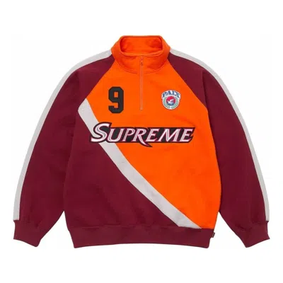 Supreme Equipe Half Zip Sweatshirt 'orange Burgundy'