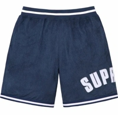 Pre-owned Supreme Extra Large Xl -  Ultrasuede Mesh Baseball Jersey Shorts Navy Brand In Blue