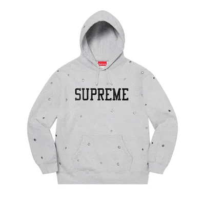Pre-owned Supreme Eyelet Hooded Sweatshirt 'heather Grey' | Men's Size L In Gray