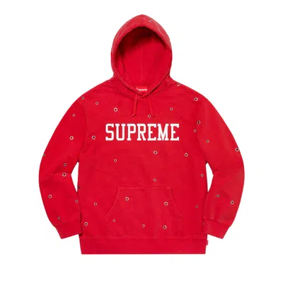 Pre-owned Supreme Eyelet Hooded Sweatshirt 'red'