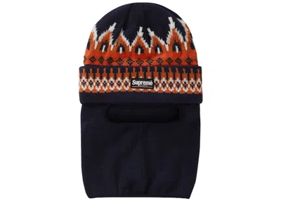 Pre-owned Supreme Facemask Beanie In Navy Blue