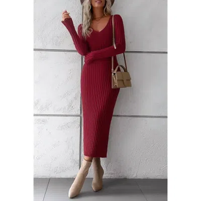 Supreme Fashion Evie Knit Dress In Wine Red