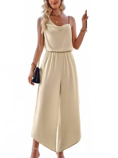 Supreme Fashion Highwaist Wide Leg Jumpsuit In Beige In Neutral