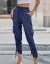 Supreme Fashion Phoebe Satin Pant In Navy In Blue