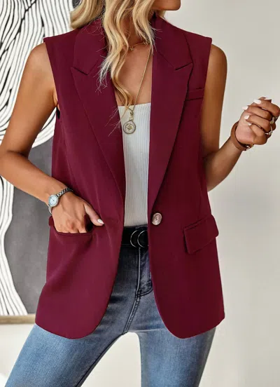 Supreme Fashion Sleeveless Blazer Vest In Burgundy