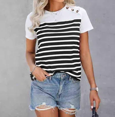 Supreme Fashion Striped Round Neck Tee In Black/white In Multi