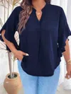 Supreme Fashion V Neck Ruffle Sleeve Blouse - Plus In Navy In Blue