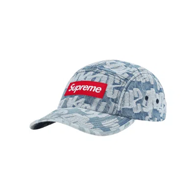 Pre-owned Supreme Fat Tip Jacquard Denim Camp Cap 'blue'