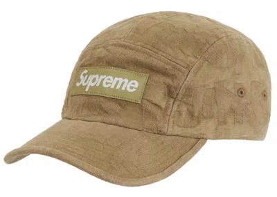 Pre-owned Supreme Fat Tip Jacquard Denim Camp Cap In Olive