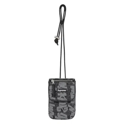 Pre-owned Supreme Fat Tip Jacquard Denim Neck Pouch 'black'