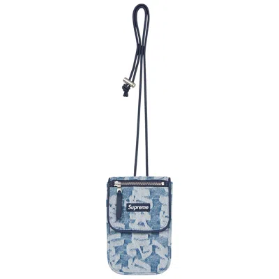 Pre-owned Supreme Fat Tip Jacquard Denim Neck Pouch 'blue'