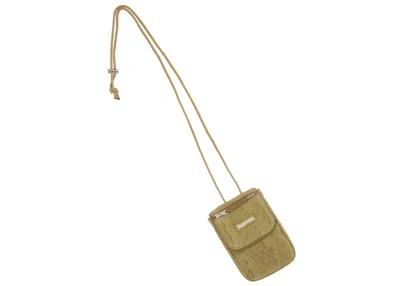Pre-owned Supreme Fat Tip Jacquard Denim Neck Pouch In Olive