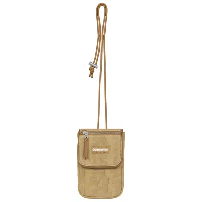 Pre-owned Supreme Fat Tip Jacquard Denim Neck Pouch 'olive' | Tan | Men's Size Onesize In Brown