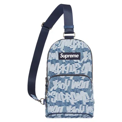 Pre-owned Supreme Fat Tip Jacquard Denim Sling Bag 'blue'