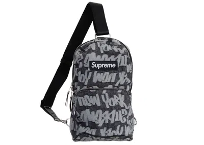 Pre-owned Supreme Fat Tip Jacquard Denim Sling Bag In Black