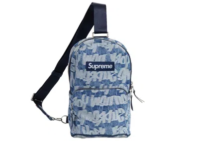 Pre-owned Supreme Fat Tip Jacquard Denim Sling Bag In Blue