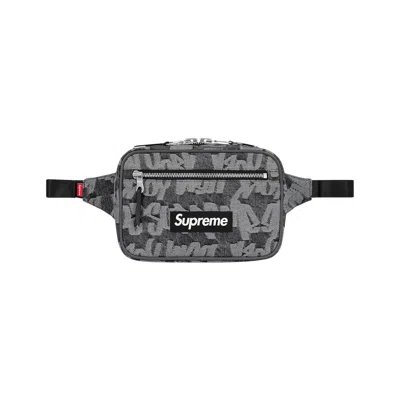 Pre-owned Supreme Fat Tip Jacquard Denim Waist Bag 'black'