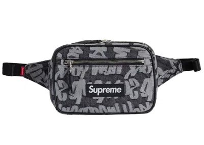 Pre-owned Supreme Fat Tip Jacquard Denim Waist Bag In Black