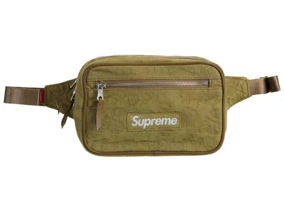 Pre-owned Supreme Fat Tip Jacquard Denim Waist Bag In Olive