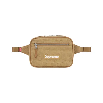 Pre-owned Supreme Fat Tip Jacquard Denim Waist Bag 'olive' In Tan