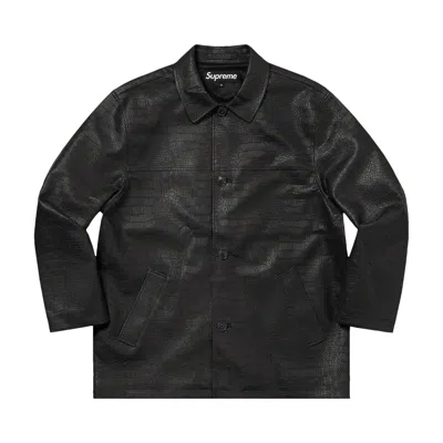Pre-owned Supreme Faux Croc Car Coat 'black' | Men's Size Xl
