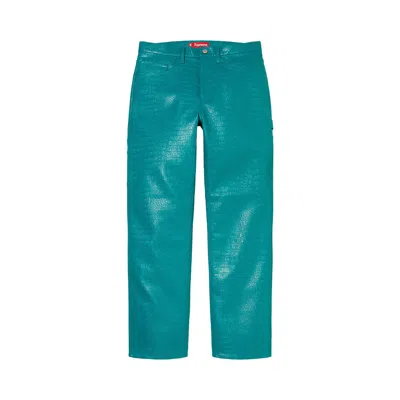 Pre-owned Supreme Faux Croc Painter Pant 'teal' | Men's Size 30 In Blue