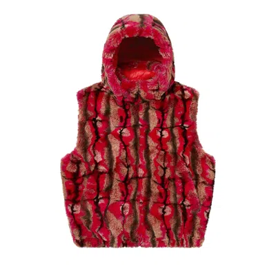 Pre-owned Supreme Faux Fur Hooded Vest 'red' | Men's Size L