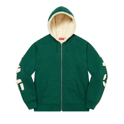 Pre-owned Supreme Faux Fur Lined Zip Up Hooded Sweatshirt 'dark Green'