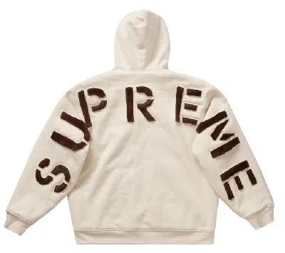 Pre-owned Supreme Faux Fur Lined Zip Up Hooded Sweatshirt In Natural