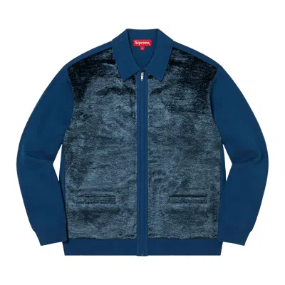 Pre-owned Supreme Faux Fur Zip Up Cardigan 'blue' | Men's Size L