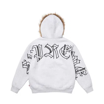 Pre-owned Supreme Faux Fur Zip Up Hooded Sweatshirt 'ash Grey' | Men's Size S In Gray