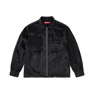 Pre-owned Supreme Faux Fur Zip Up Shirt 'black' | Men's Size Xl