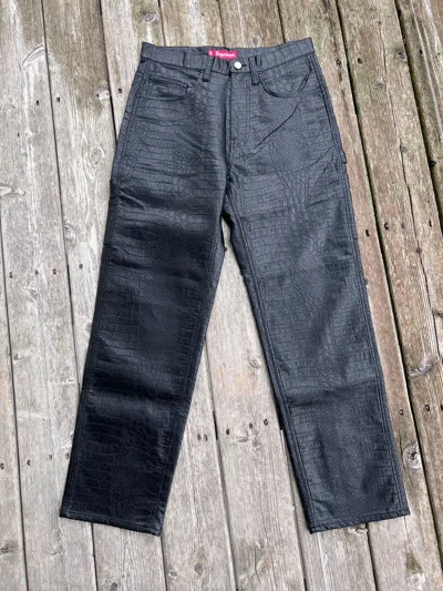 Pre-owned Supreme Faux Leather Croc Pants Black