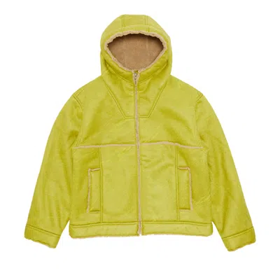 Pre-owned Supreme Faux Shearling Hooded Jacket 'citrus' In Yellow