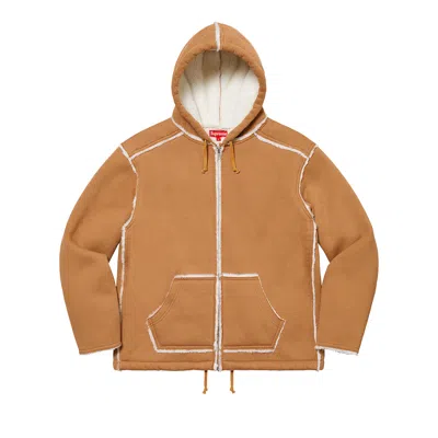Pre-owned Supreme Faux Shearling Hooded Jacket 'tan'