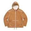 Supreme Faux Shearling Hooded Jacket 'tan White' In Brown
