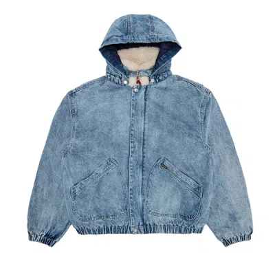 Pre-owned Supreme Faux Shearling Lined Bomber Jacket 'denim' In Blue