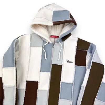 Pre-owned Supreme Faux Shearling Zip Up Hoodie In White